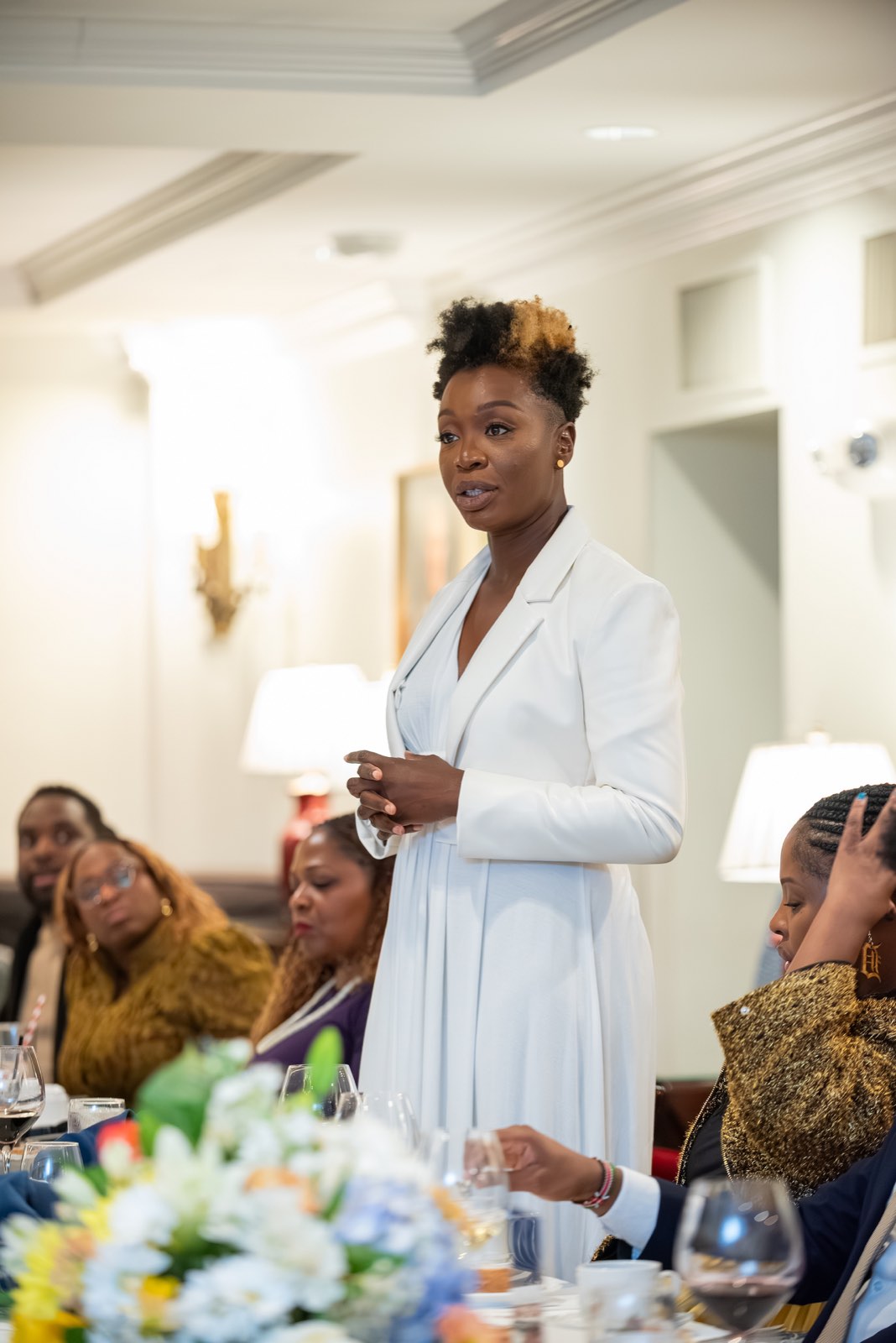 A delegate speaking to the room during the Roundtable discussion
